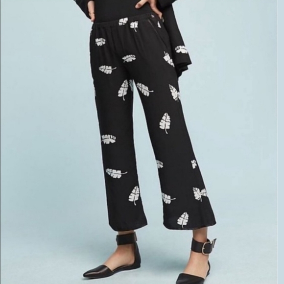 Anthropologie Capulet Zsa Zsa Feather Print Pants - Picture 2 of 12